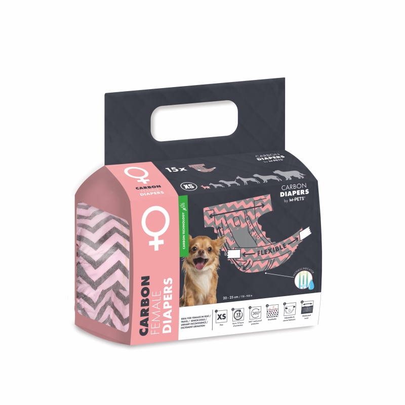 M-Pets Aktif Karbonlu Dişi Köpek Külotu (XS) 15'li