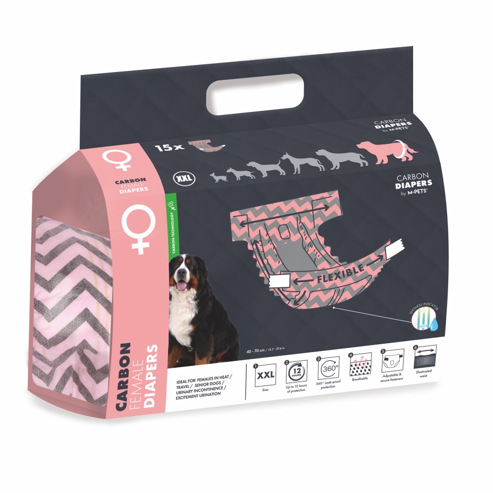 M-Pets Aktif Karbonlu Dişi Köpek Külotu (XXL) 15'li - 1