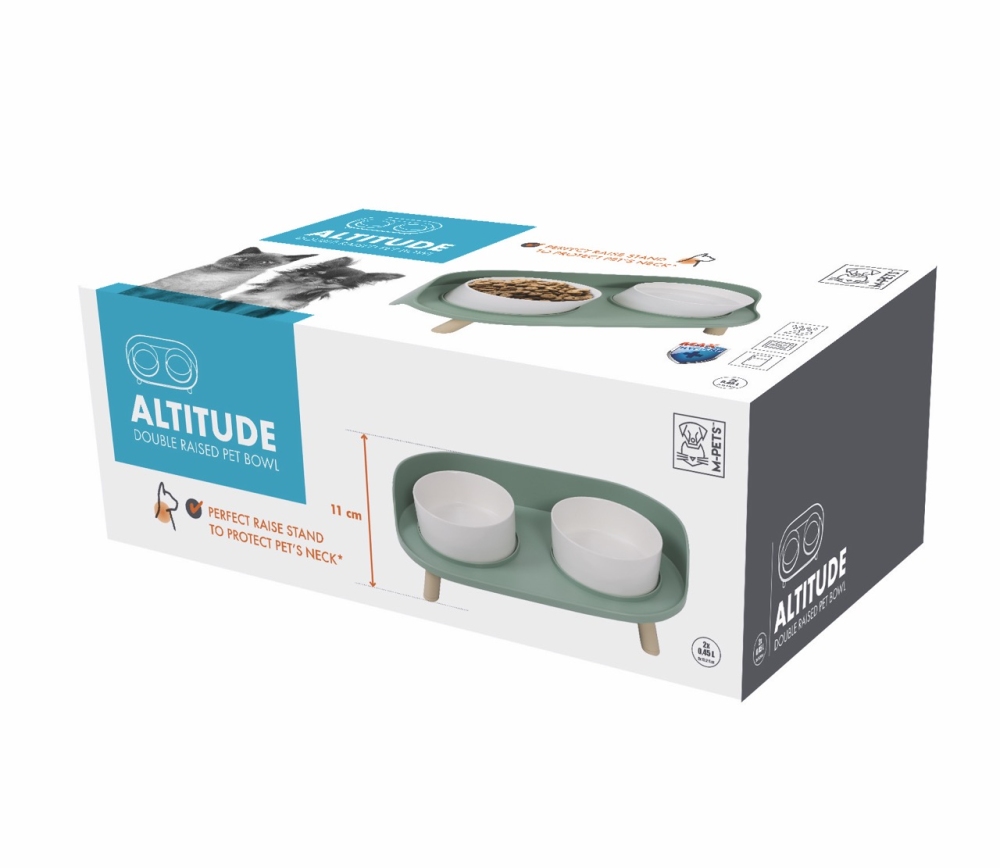 M-Pets Altitude Standlı Seramik Mama ve Su Kabı 2x450 ml - 3