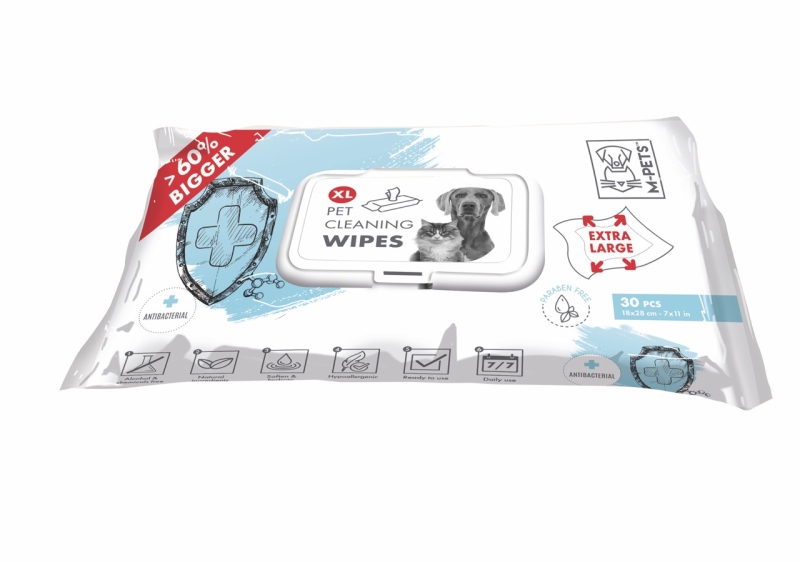 M-Pets Antibakteriyel XL Kedi ve Köpek Temizleme Mendili 30'lu