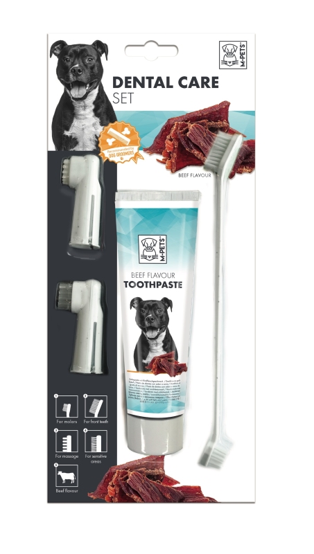 M-Pets Biftek Aromalı Köpek Diş Macunu ve Fırça Seti