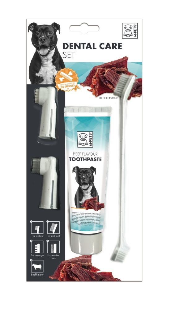M-Pets Biftek Aromalı Köpek Diş Macunu ve Fırça Seti - 1