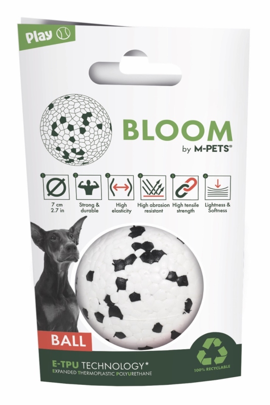 M-Pets Bloom Parçalanmaz Oyun Topu - Beyaz/Siyah
