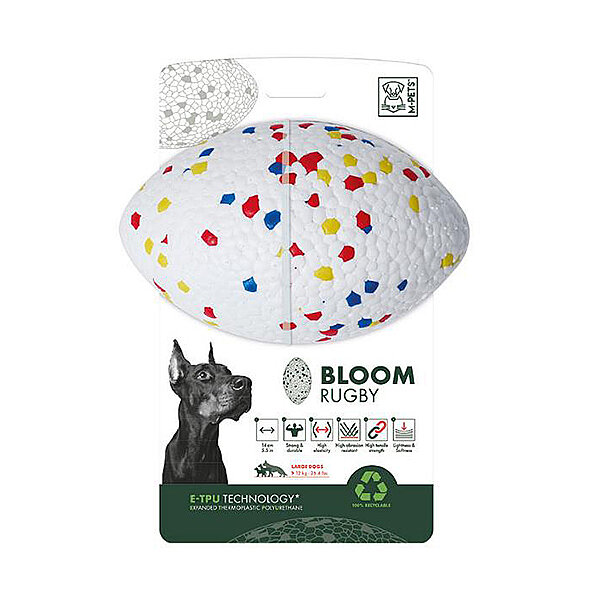 M-Pets Bloom Rugby Dayanıklı Köpek Oyun Topu 14 cm (Karışık Renk)