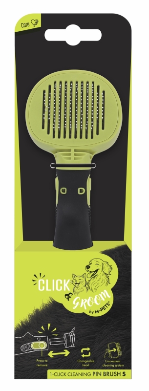 M-Pets Click And Groom Basmalı Masaj Uçlu Fırça 8x6,5x5 cm (S)