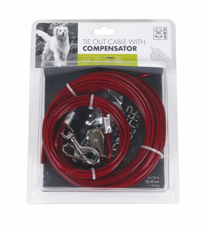 M-Pets Compensator Bahçe Bağlama Halatı 15 mt - Kırmızı