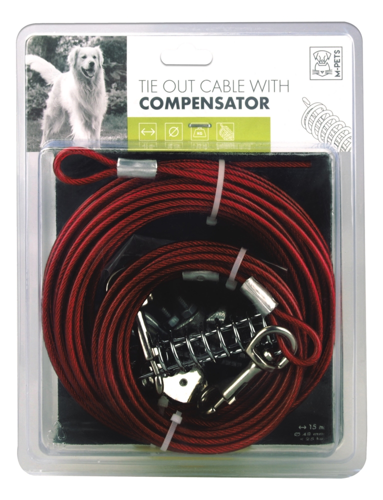 M-Pets Compensator Bahçe Bağlama Halatı 15 mt - Kırmızı - 2