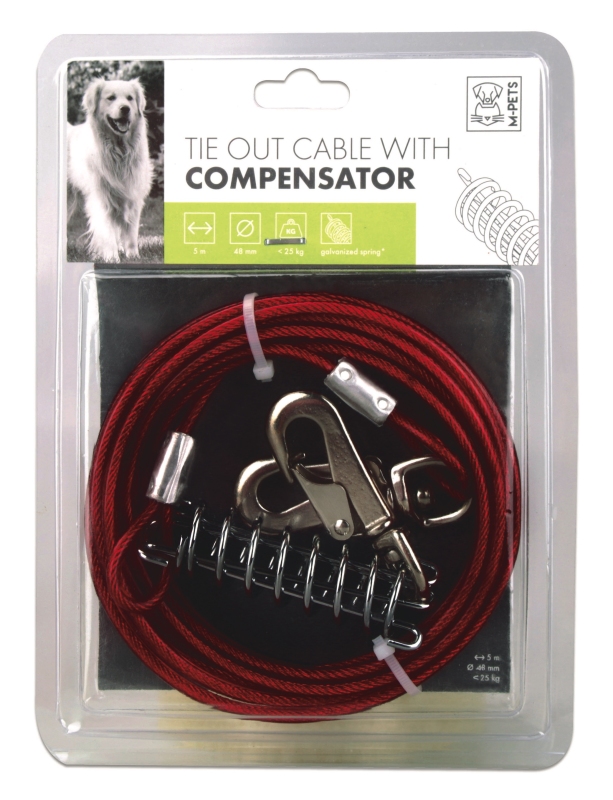 M-Pets Compensator Bahçe Bağlama Halatı 5 mt - Kırmızı