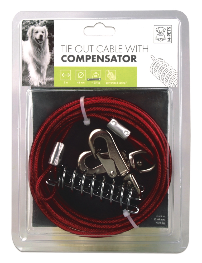 M-Pets Compensator Bahçe Bağlama Halatı 5 mt - Kırmızı - 1