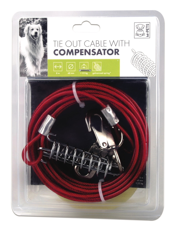 M-Pets Compensator Bahçe Bağlama Halatı 8 mt - Kırmızı