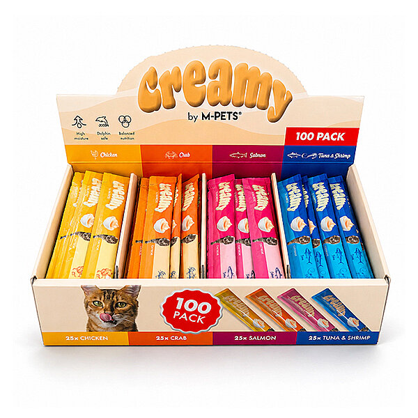 M-Pets Creamy 4 Çeşit Karışık Krema Kedi Ödül Maması 15 g (100'lü)