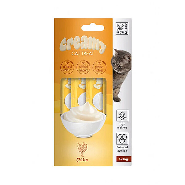 M-Pets Creamy Tavuklu Kremaa Kedi Ödül Maması 15 g (4'lü)