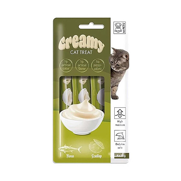 M-Pets Creamy Ton Balıklı ve Deniz Taraklı Kremaa Kedi Ödül Maması 15 g (4'lü) - 1
