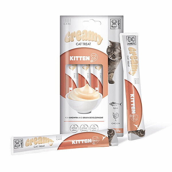 M-Pets Creamy Kitten Ton Balıklı ve Tavuklu Kremaa Yavru Kedi Ödül Maması 15 g (4'lü) - 1