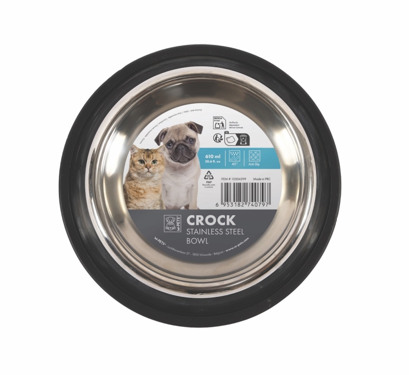 M-Pets Crock Paslanmaz Çelik Mama Kabı 21,5x21,5x4,8 cm (M)