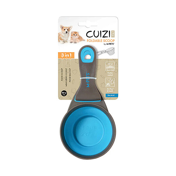 M-Pets Cuizi 3'ü 1 Arada Mama Ölçü Kabı 237 ml (Mavi)