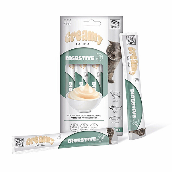 M-Pets Digestive Sindirim Sistemi Destekleyici Krema Kedi Ödül Maması 15 g (4'lü Paket)