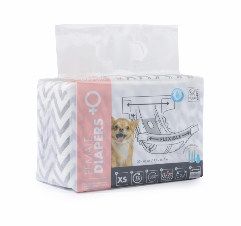 M-Pets Dişi Köpekler İçin 10'lu Külot Bez 20x40 cm (XS)