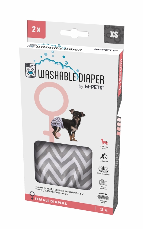M-Pets Dişi Köpekler İçin Yıkanabilir 2'li Külot Bez 25,4 cm (XS)
