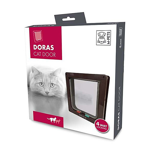 M-Pets Doras 4 Yönlü Kilitli Kedi Kapısı 250 x 233 mm (Kahverengi) - 2