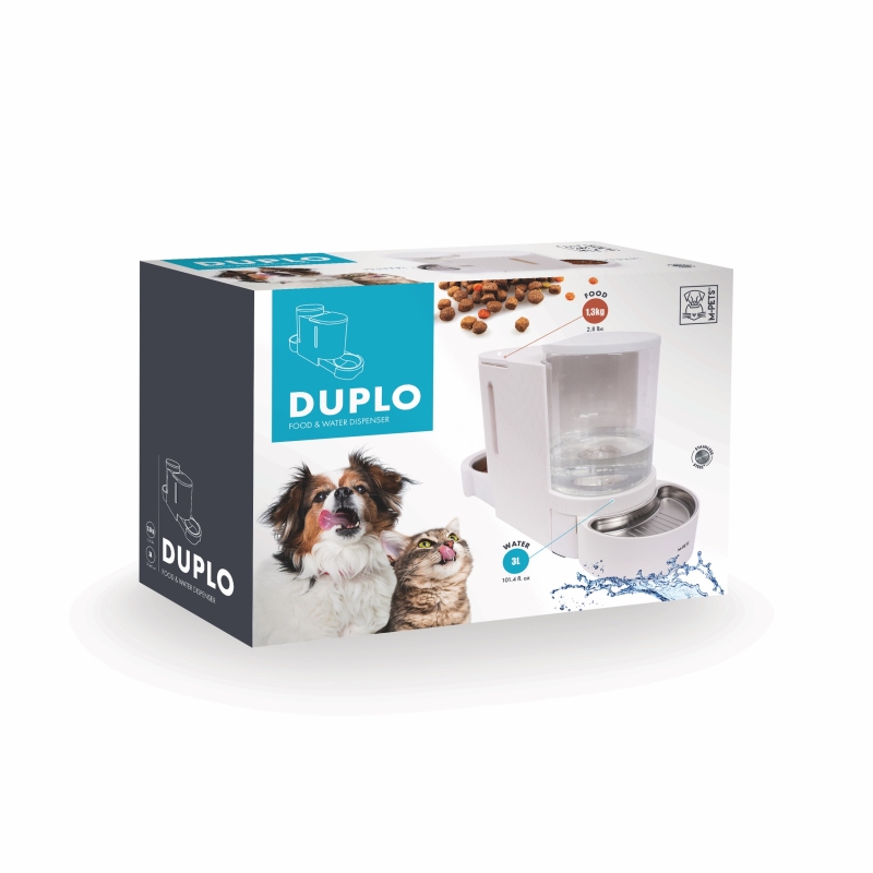 M-Pets Duplo Hazneli Mama ve Su Kabı 3L/1.3Kg Beyaz