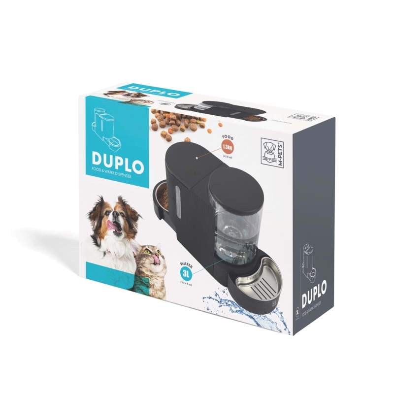 M-Pets Duplo Hazneli Mama ve Su Kabı 3L/1.3Kg Siyah