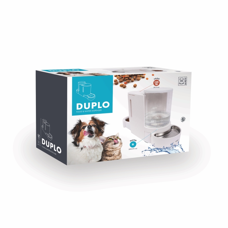 M-Pets Duplo Hazneli Mama ve Su Kabı 6L/2.65Kg Beyaz