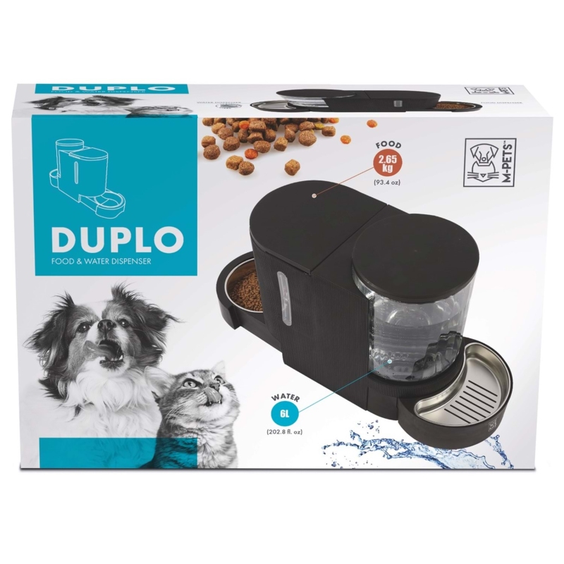 M-Pets Duplo Hazneli Mama ve Su Kabı 6L/2.65Kg Siyah