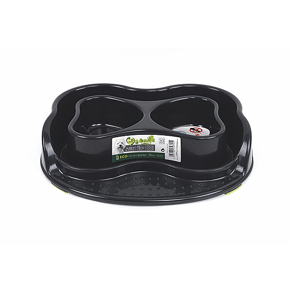 M-Pets Eco Heart Karınca Engelleyici Kedi ve Köpek Mama Kabı 2 x 500 ml (Siyah)