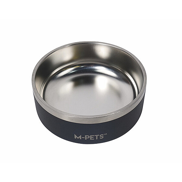 M-Pets Eskimo Çift Cidarlı Paslanmaz Çelik Kedi ve Köpek Mama ve Su Kabı 1,25 L (Siyah) - 1