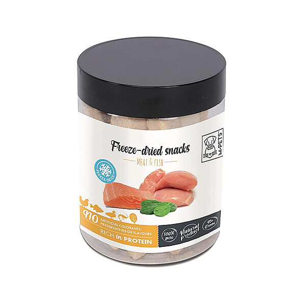 M-Pets Freeze Dried Kurutulmuş Etli, Balıklı ve Ispanaklı Köpek Ödül Maması 30 g