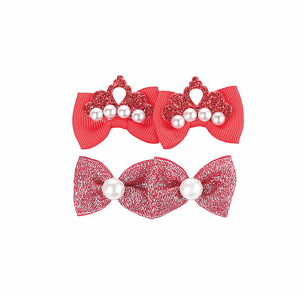 M-Pets Glam Fiyonklu ve Taç Detaylı Kedi ve Köpek Toka Seti (2'li) (Kırmızı) - 2