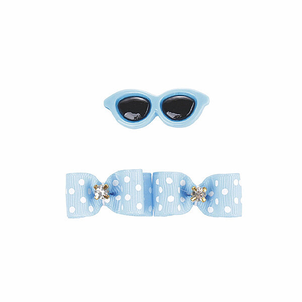 M-Pets Glam Gözlük ve Fiyonk Detaylı Kedi ve Köpek Toka Seti (2'li) (Mavi) - 2