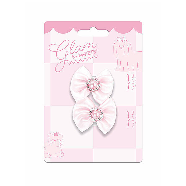 M-Pets Glam İnci Detaylı Fiyonklu Kedi ve Köpek Tokası (Pembe)