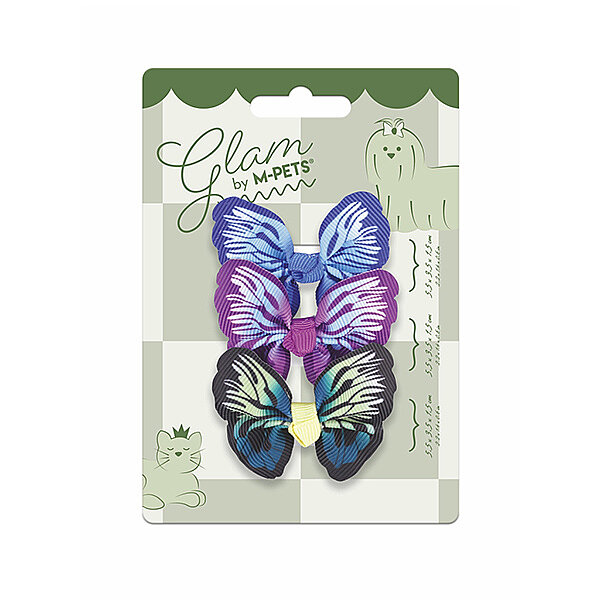 M-Pets Glam Kelebek Desenli Kedi ve Köpek Tokası (3'lü) (Mavi, Mor ve Yeşil) - 1