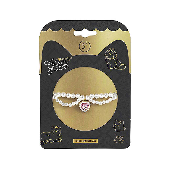 M-Pets Glam Prestige Pembe Kalp Kolyeli Kedi ve Köpek Boyun Aksesuarı (S)