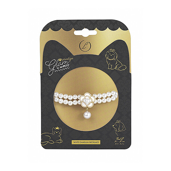 M-Pets Glam Prestige Beyaz Kamelya Kedi ve Köpek Boyun Aksesuarı (L) - 1