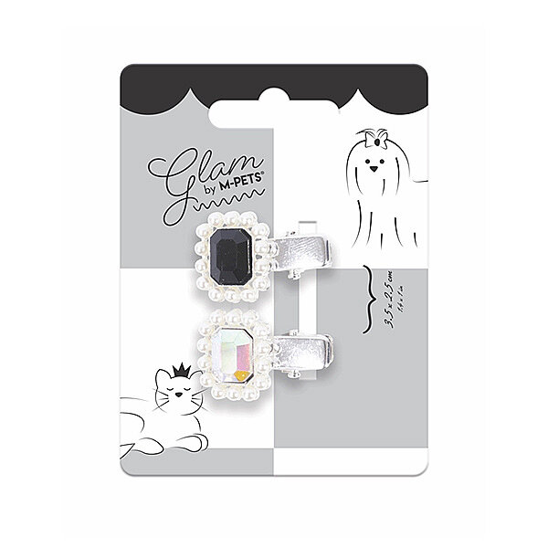 M-Pets Glam Taş ve İnci Detaylı Kedi ve Köpek Tokası (Siyah ve Gümüş)