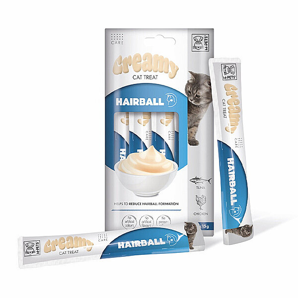 M-Pets Hairball Tüy Yumağı Önleyici Krema Kedi Ödül Maması 15gr (4'lü)