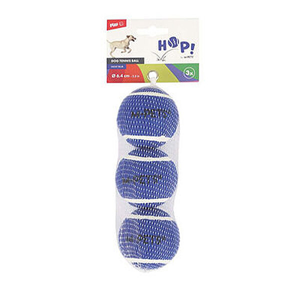M-Pets Hop Köpek Tenis Topu 6,4 cm (3'lü) (Mavi)