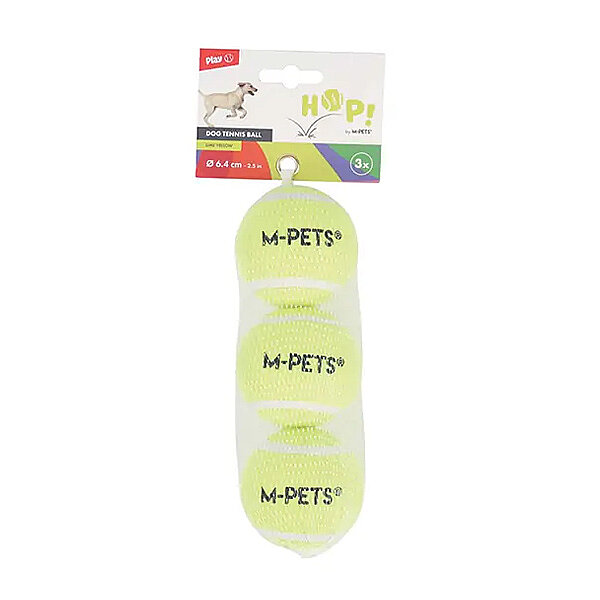 M-Pets Hop Köpek Tenis Topu 6,4 cm (3'lü) (Sarı)