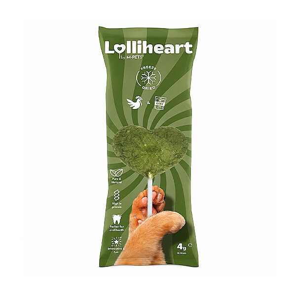 M-Pets Lolliheart Dondurularak Kurutulmuş Tavuklu ve Kedi Naneli Kedi Ödül Maması 4 g