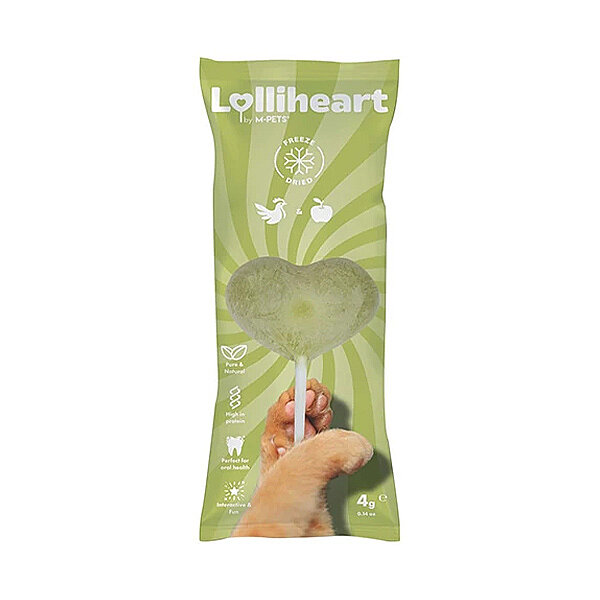 M-Pets Lolliheart Dondurularak Kurutulmuş Tavuklu ve Elmalı Kedi Ödül Maması 4 g - 1