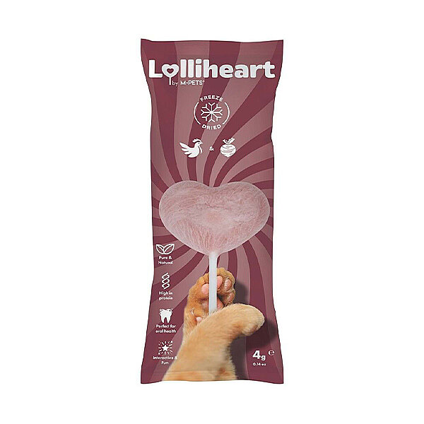 M-Pets Lolliheart Dondurularak Kurutulmuş Tavuklu ve Pancarlı Kedi Ödül Maması 4 g - 1
