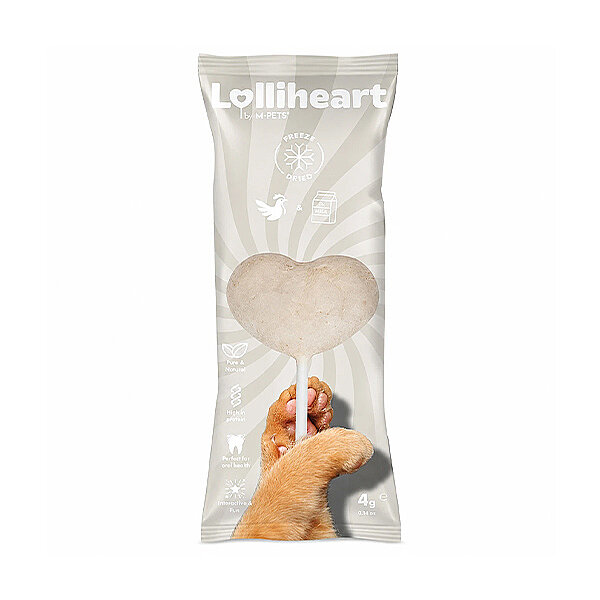 M-Pets Lolliheart Dondurularak Kurutulmuş Tavuklu ve Sütlü Kedi Ödül Maması 4 g