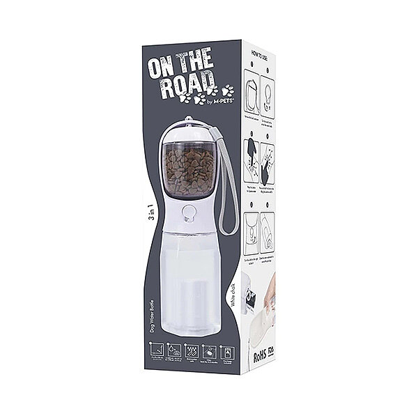 M-Pets On The Road 3'ü 1 Arada Köpek Seyahat Kabı 600 ml (Beyaz)