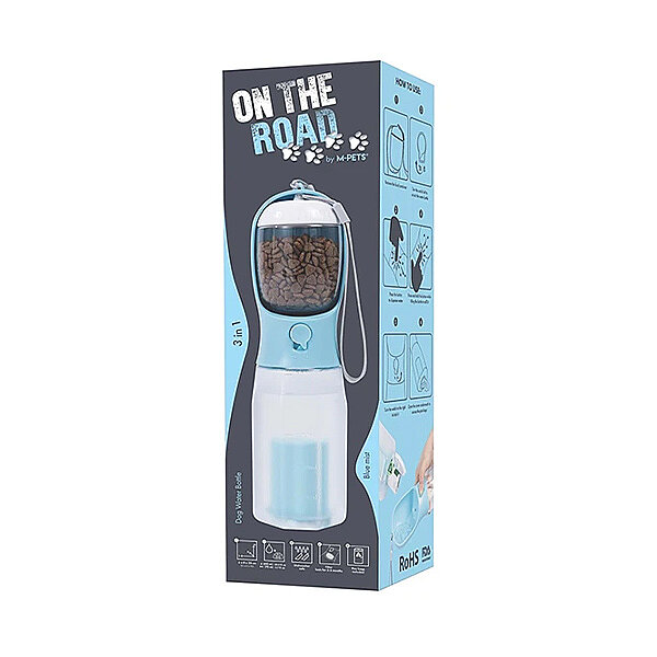 M-Pets On The Road 3'ü 1 Arada Köpek Seyahat Kabı 600 ml (Mavi)