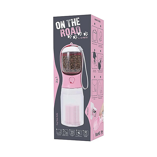 M-Pets On The Road 3'ü 1 Arada Köpek Seyahat Kabı 600 ml (Pembe)