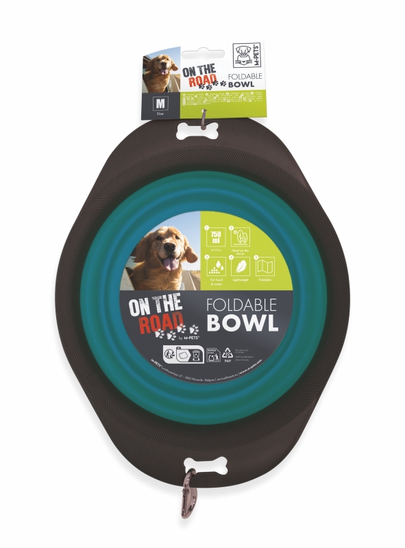 M-Pets On The Road Katlanabilen Mama Kabı (M) 750 ml Turkuaz/Kahverengi