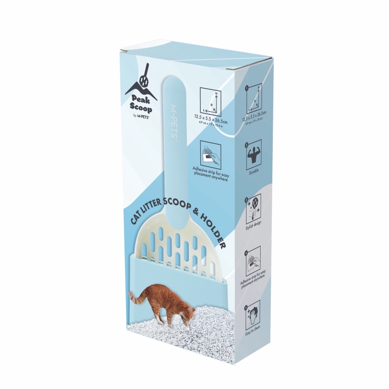 M-Pets Peak Kedi Kumu Küreği Seti 12,5x5,5x26,5 cm Beyaz/Mavi